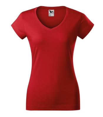 MALFINI Dámske tričko Fit V-neck - Červená | XS
