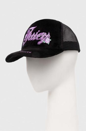 Šiltovka Juicy Couture ROSE & THORN TRUCKER CAP čierna farba, s nášivkou, JCAWH224701