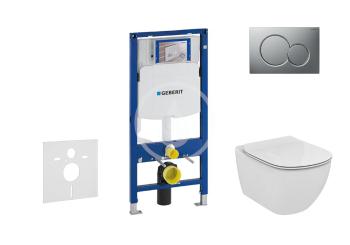 GEBERIT - Duofix Modul na závesné WC s tlačidlom Sigma01, matný chróm + Ideal Standard Tesi - WC a doska, Rimless, SoftClose 111.300.00.5 NE3