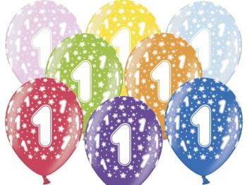 Silné balóny 30 cm Metallic Mix - narodeniny č. 1 - xPartydeco