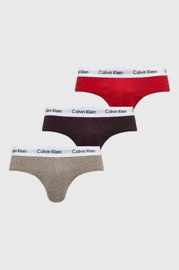 Slipy Calvin Klein Underwear 3-pak pánske, hnedá farba