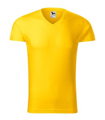 MALFINI Pánske tričko Slim Fit V-neck - Žltá | XXL