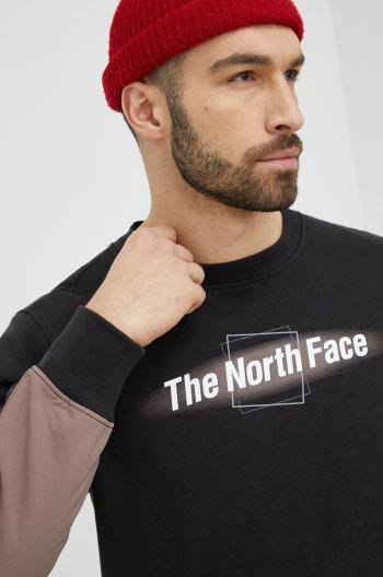 Mikina The North Face pánska, čierna farba, s potlačou