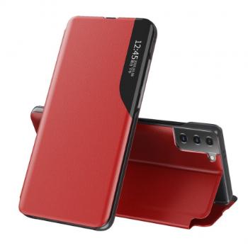 MG Eco Leather View knižkové puzdro na Samsung Galaxy S21 Plus 5G, červené