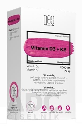 nesVITAMINS Vitamin D3 2000 I.U. + K2 70 μg cps 1x30 ks