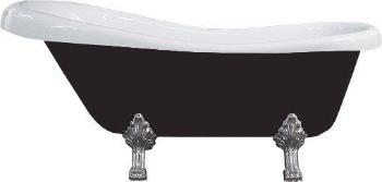 MEXEN/S - Retro voľne stojaca vaňa 150x73 cm biela / čierna chróm nohy , sifón chrom 53251507375-00