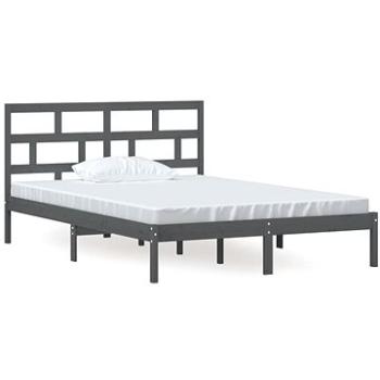 Rám postele sivý masívna borovica 140 × 200 cm, 3101220
