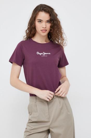 Bavlnené tričko Pepe Jeans fialová farba,
