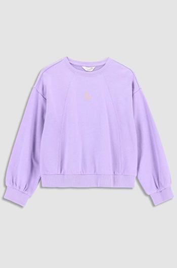 Detská bavlnená mikina Coccodrillo fialová farba, jednofarebná