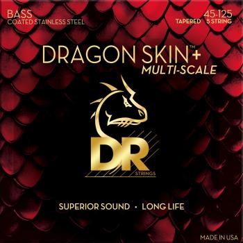 DR Strings Dragon Skin+ Coated Steel 5-String Medium 45-125 Tapered Multi-Scale Struny pre 5-strunovú basgitaru