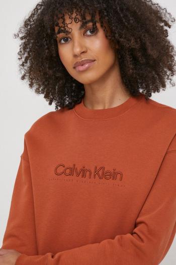 Mikina Calvin Klein dámska,hnedá farba,s nášivkou,K20K206757