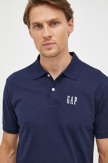Bavlnené polo tričko GAP tmavomodrá farba, jednofarebné
