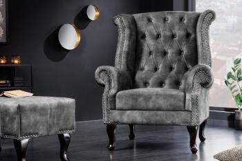 Chesterfield kreslo MIDAS Dekorhome Šedá