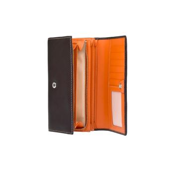 Lagen Dámska peňaženka kožená 11230 Tmavo hnedá/Oranžová