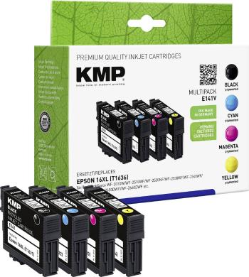 KMP Ink náhradný Epson 16XL, T1631, T1632, T1633, T1634, T1636 kompatibilná kombinované balenie čierna, zelenomodrá, pur