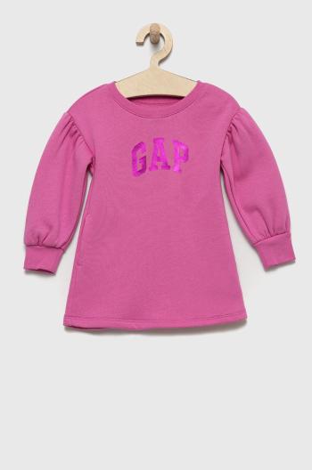Dievčenské šaty GAP fialová farba, mini, áčkový strih