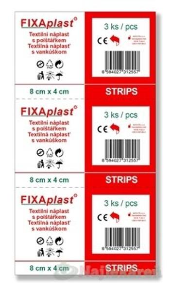 FIXAplast STRIPS náplasť textilná s vankúšikom (8x4 cm)  3ks