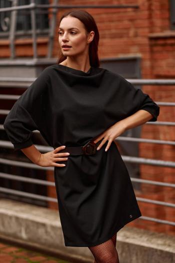 Čierne šaty s opaskom SSU4101