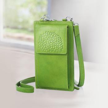 Dámska kožená kabelka na mobil Dahlia, zelená
