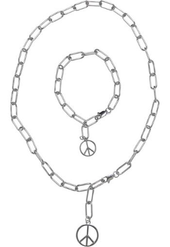 Urban Classics Y Chain Peace Pendant Necklace And Bracelet silver - UNI