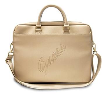 Guess PU Saffiano Vintage Script Computer Bag 15/16 Light Gold (3700740505250)