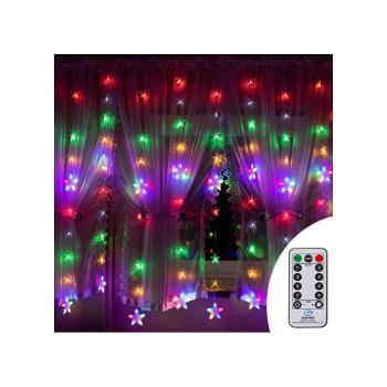 LED svetelný záves Hviezdy - 2x1, 1m, 136LED, 8 funkcií, ovládač, IP44, multicolor