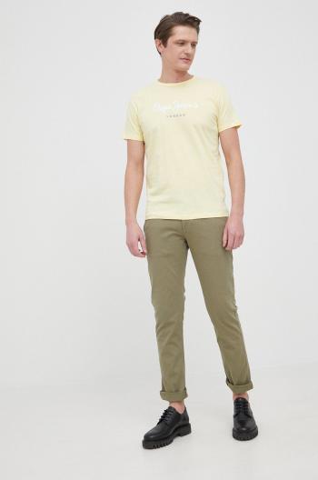 Bavlnené tričko Pepe Jeans Eggo N žltá farba, s potlačou