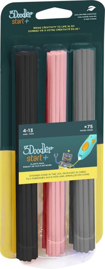 3Doodler 3DS-ECO-MIX3-75 Start Mix 3 vlákno pre 3D tlačiarne PLA plast     čierna, ružová, sivá  75 ks