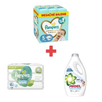 PAMPERS PREMIUM MBP S5 148KS (11-16KG) + WIPES 144KS (3X48) HARMONIE AQUA +ARIEL 34PD 1.7L SENS.SKIN