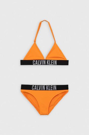 Dvojdielne detské plavky Calvin Klein Jeans oranžová farba