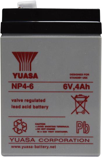 Yuasa NP4-6 NP4-6 olovený akumulátor 6 V 4 Ah olovený so skleneným rúnom (š x v x h) 70 x 106 x 47 mm plochý konektor 4,