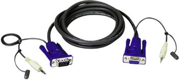 ATEN KVM prepojovací kábel [1x VGA zástrčka, jack zástrčka 3,5 mm - 1x VGA zásuvka, jack zástrčka 3,5 mm] 1.80 m čierna
