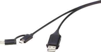 Renkforce #####USB-Kabel USB 2.0 #####USB-A Stecker, #####USB-C™ Stecker, #####USB-Micro-B Stecker 1.00 m čierna s funkc