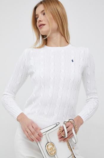 Bavlnený sveter Polo Ralph Lauren dámsky, biela farba