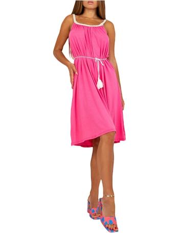 Ružové letné šaty s pleteným lemom vel. ONE SIZE