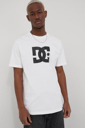 Bavlnené tričko DC biela farba, s potlačou