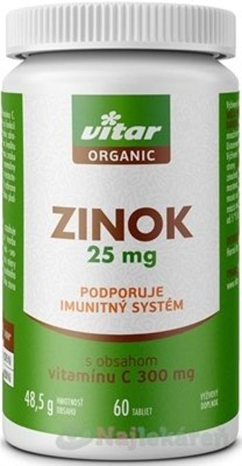 VITAR ORGANIC Zinok na podporu imunitného systému 25 mg, 60 tbl