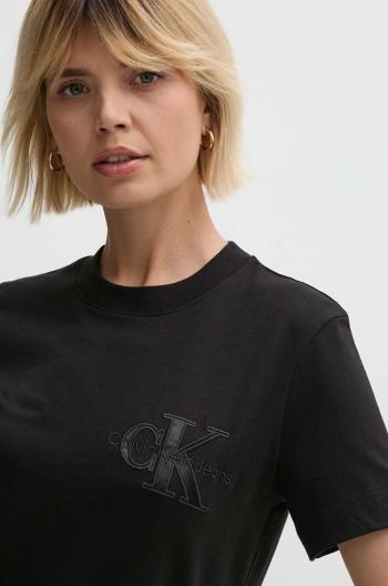 Bavlnené tričko Calvin Klein Jeans dámske, čierna farba, J20J223925