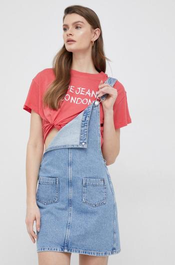 Rifľové šaty Pepe Jeans Vesta mini, rovný strih