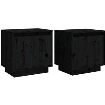 SHUMEE Nočné stolíky 2 ks čierne 40 × 30 × 40 cm masívne borovicové drevo, 813314