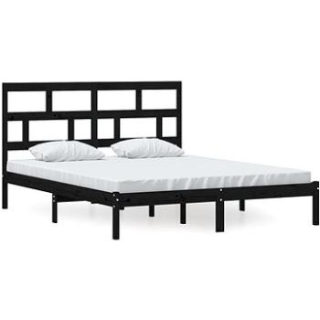 Rám postele čierny masívna borovica 160 × 200 cm, 3101232