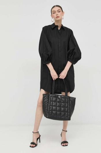 Bavlnené šaty Silvian Heach čierna farba, mini, oversize