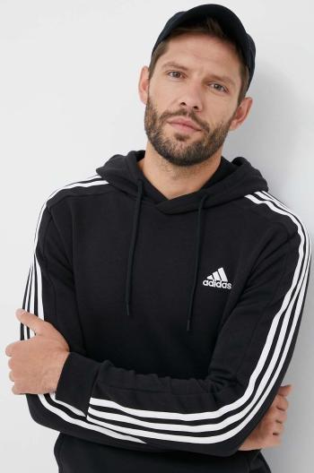 Mikina adidas pánska, čierna farba, s kapucňou, s nášivkou