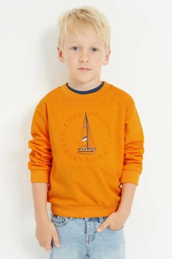 Detská mikina Mayoral oranžová farba, s potlačou
