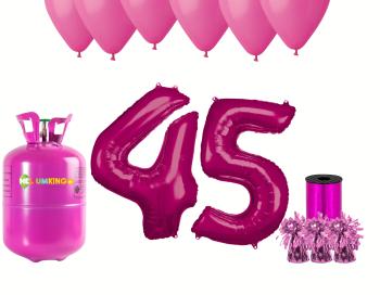HeliumKing Hélium párty set na 45. narodeniny s ružovými balónmi