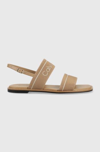 Sandále Calvin Klein SQUARED SANDAL HE dámske, béžová farba, HW0HW01496