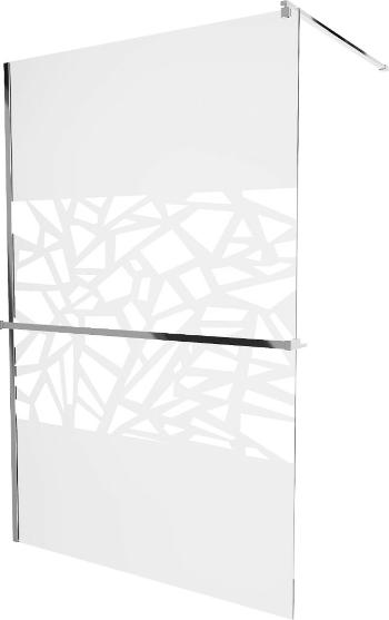 MEXEN/S - KIOTO Sprchová zástena WALK-IN s poličkou a držiakom uterákov 90 x 200 cm, transparent/biely dekor 8 mm, chróm 800-090-121-01-85