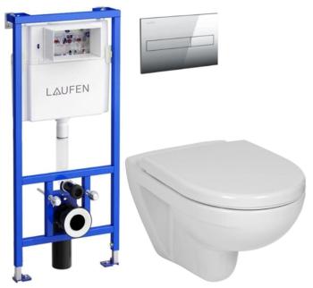 LAUFEN Rámový podomietkový modul CW1 SET s chrómovým tlačidlom + WC JIKA LYRA PLUS + SEDADLO duraplastu H8946600000001CR LY6