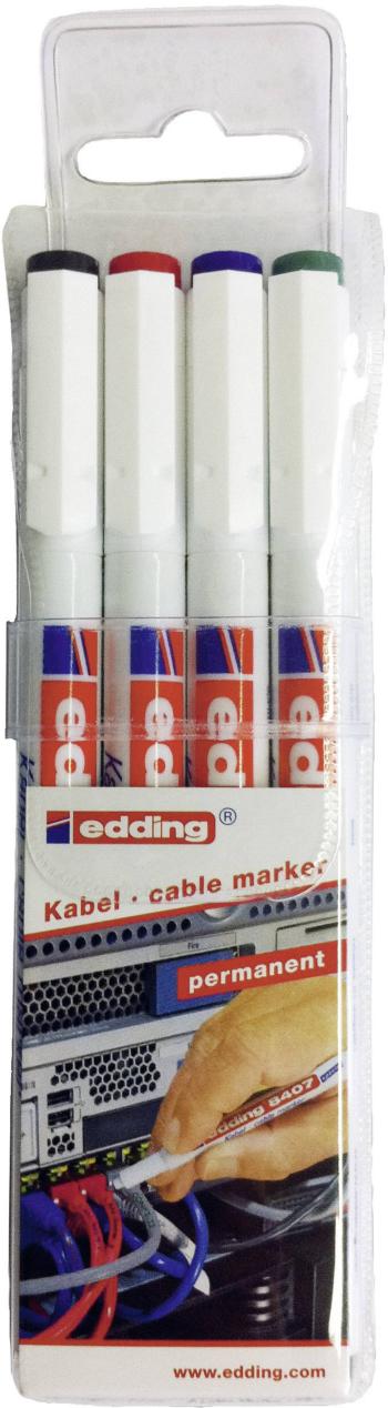 Edding edding 8407 4-8407-4 popisovač na káble čierna, červená, modrá, zelená 0.3 mm 4 ks