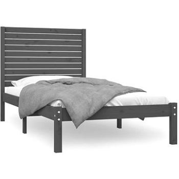 Rám postele sivý masívne drevo 90 × 200 cm, 3104595